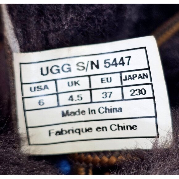 UGG Adirondack Women's Brown Leather & Fur Tall Lace-Up Boots Size 6 313 - Picture 9 of 15